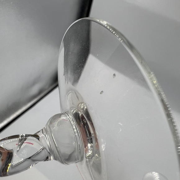 Vintage Clear Etched Champagne Wine Glasses Floral Flower Set 2 MCM Midcentury - Picture 4 of 12